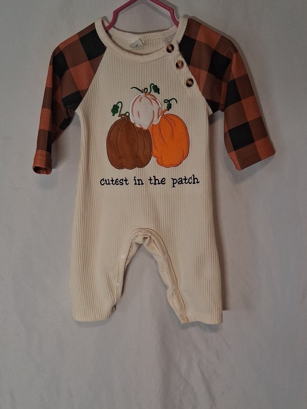 SHEIN Baby Pumpkin Romper 3-6M | Fall Thanksgiving Halloween Jumpsuit